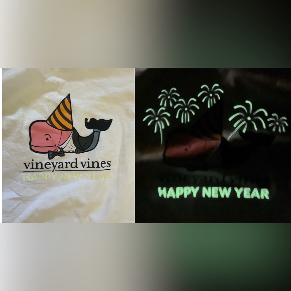 Vineyard vines boy glow in the dark long sleeve new year shirt XL/18 extra large
